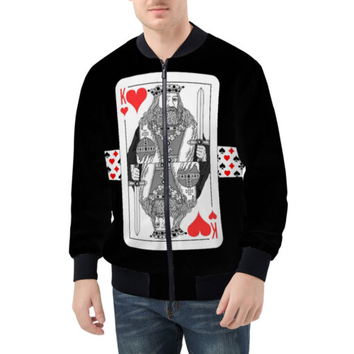 King of Hearts Playing Cards Men's Bomber Jacket - Image 3