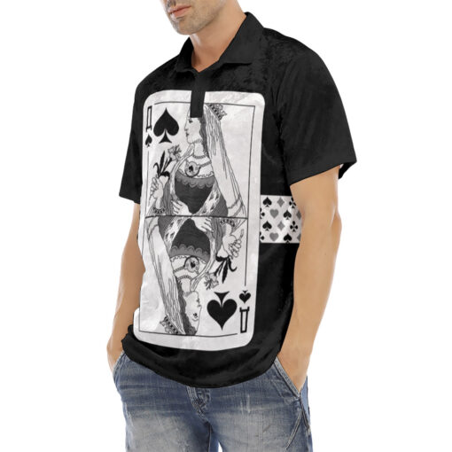 Queen of Spades Playing Cards Velvet Polo Shirt