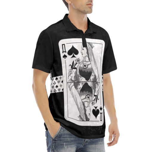 Queen of Spades Playing Cards Velvet Polo Shirt - Image 3