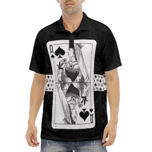 Queen of Spades Playing Cards Velvet Polo Shirt - Image 2