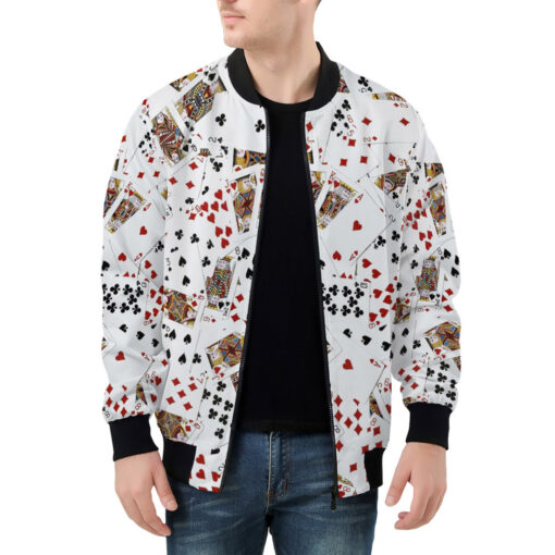 Royal Flush Playing Cards Men's Bomber Jacket