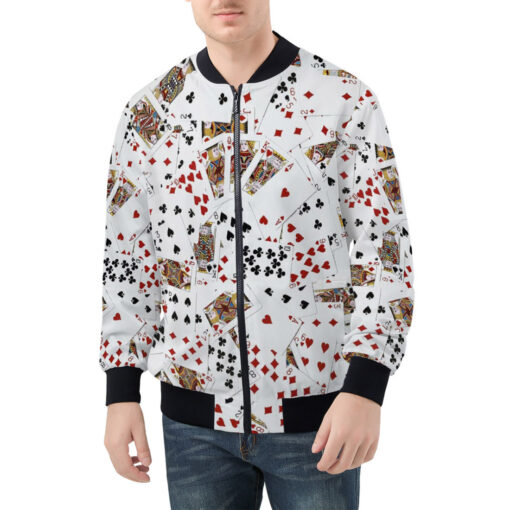 Royal Flush Playing Cards Men's Bomber Jacket - Image 3