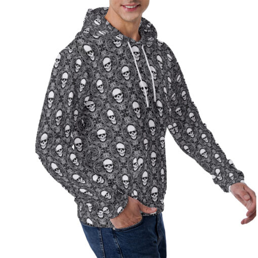 Skulls Lace Pattern Men's Hoodie - Image 3