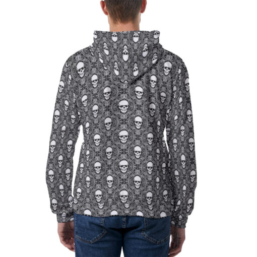 Skulls Lace Pattern Men's Hoodie - Image 4