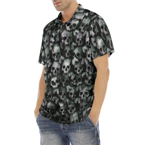 Skulls Background Velvet Polo Shirt