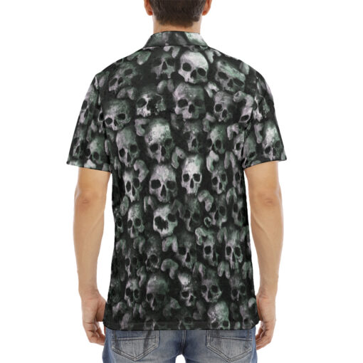 Skulls Background Velvet Polo Shirt - Image 4