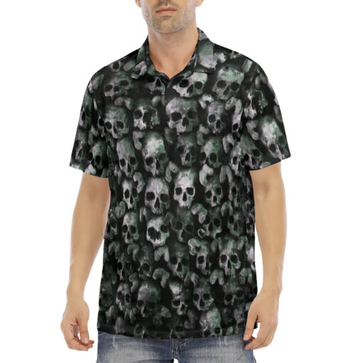 Skulls Background Velvet Polo Shirt - Image 2