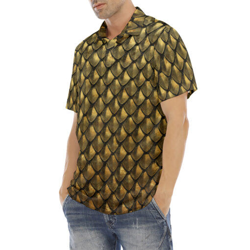 Golden Armor Scales Velvet Polo Shirt