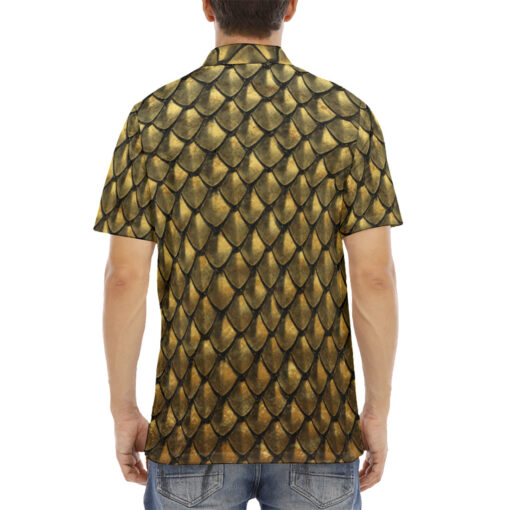 Golden Armor Scales Velvet Polo Shirt - Image 4