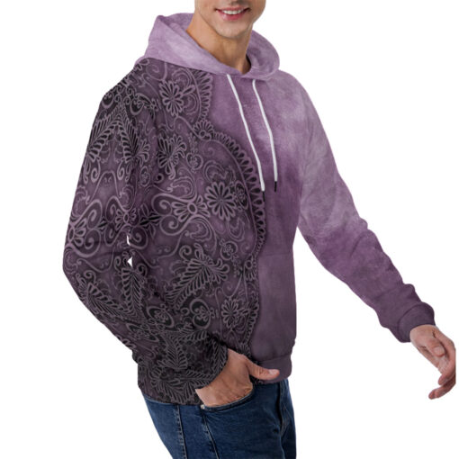 Violet Lace Ornament Men's Hoodie - Image 3