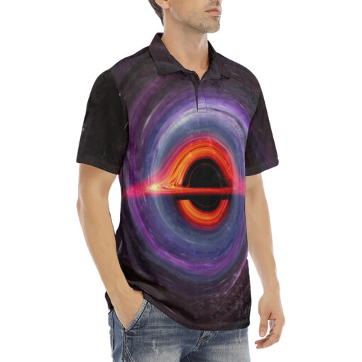 Singularity Collapsar Black Hole Velvet Polo Shirt - Image 3