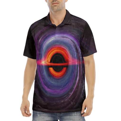 Singularity Collapsar Black Hole Velvet Polo Shirt - Image 2