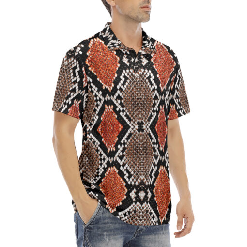 Snake Skin Ornament Velvet Polo Shirt - Image 3