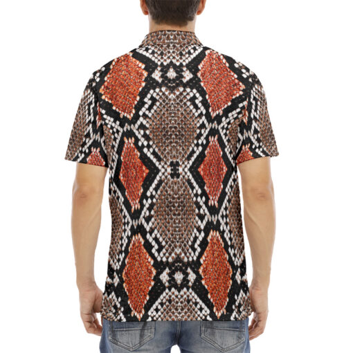 Snake Skin Ornament Velvet Polo Shirt - Image 4