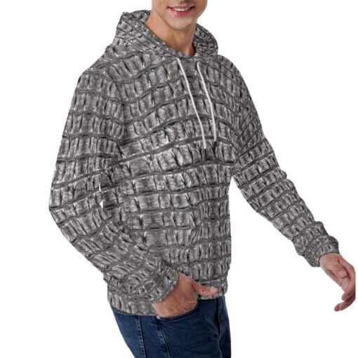 Gray Alligator Texture Men's Hoodie - Image 3