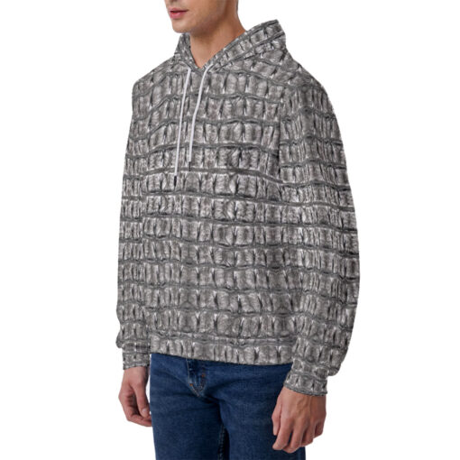 Gray Alligator Texture Men's Hoodie - Image 2