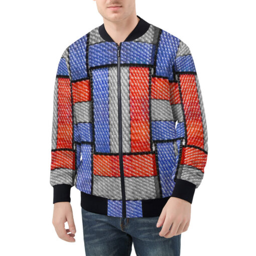 Colored Straps Men's Bomber Jacket - Image 3