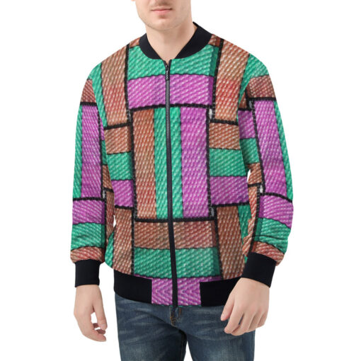 Colored Straps Men's Bomber Jacket - Image 3