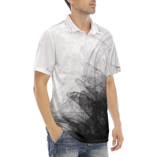 Black and White Art Velvet Polo Shirt - Image 3