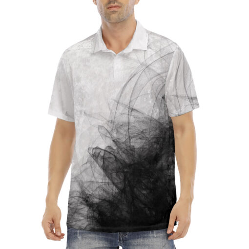 Black and White Art Velvet Polo Shirt - Image 2