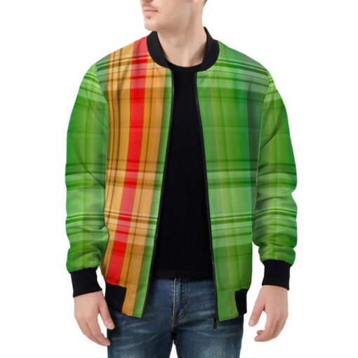 Checkered Pattern Men's Bomber Jacket