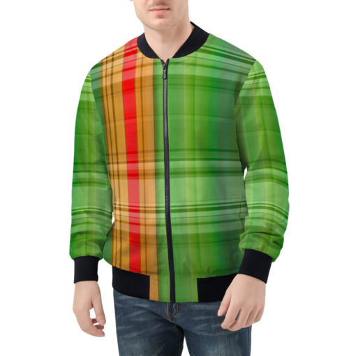 Checkered Pattern Men's Bomber Jacket - Image 3