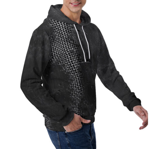 Metal Grid Cracks Scratches Men's Hoodie - Image 3