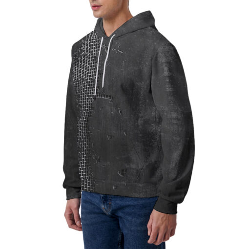 Metal Grid Cracks Scratches Men's Hoodie - Image 2