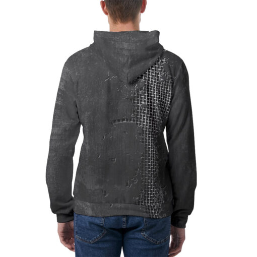 Metal Grid Cracks Scratches Men's Hoodie - Image 4