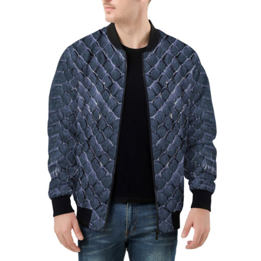 Blue Reptile Scales Men's Bomber Jacket