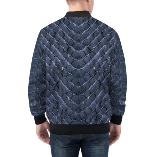 Blue Reptile Scales Men's Bomber Jacket - Image 2