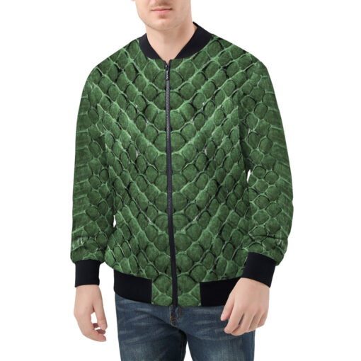 Green Reptile Scales Men's Bomber Jacket - Image 3