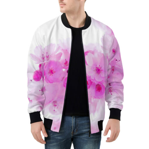 Pink Sakura Flowers Men's Bomber Jacket