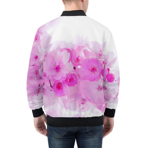 Pink Sakura Flowers Men's Bomber Jacket - Image 2