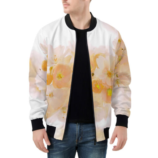 Yellow Sakura Flowers Men's Bomber Jacket