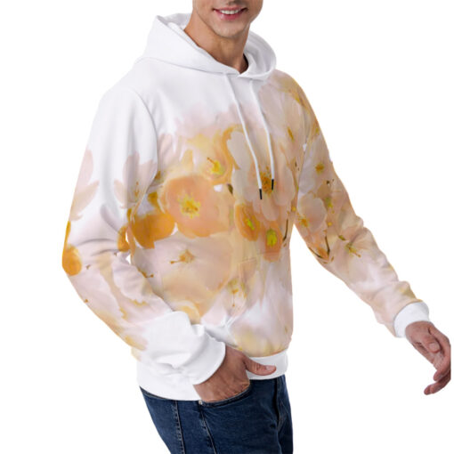 Yellow Sakura Flowers Men's Hoodie - Image 3