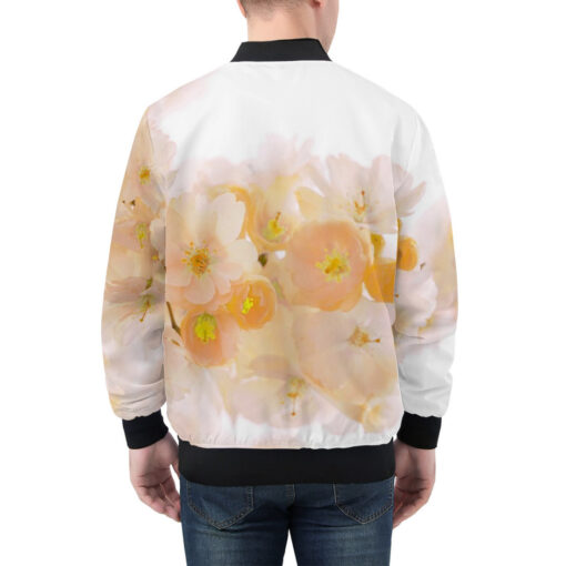 Yellow Sakura Flowers Men's Bomber Jacket - Image 2