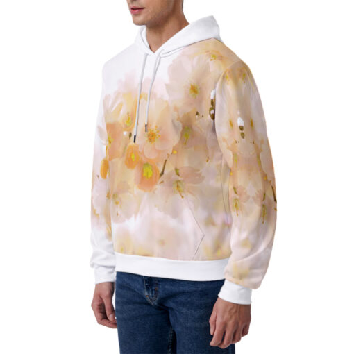 Yellow Sakura Flowers Men's Hoodie - Image 2