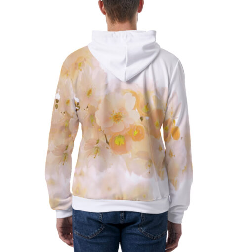 Yellow Sakura Flowers Men's Hoodie - Image 4