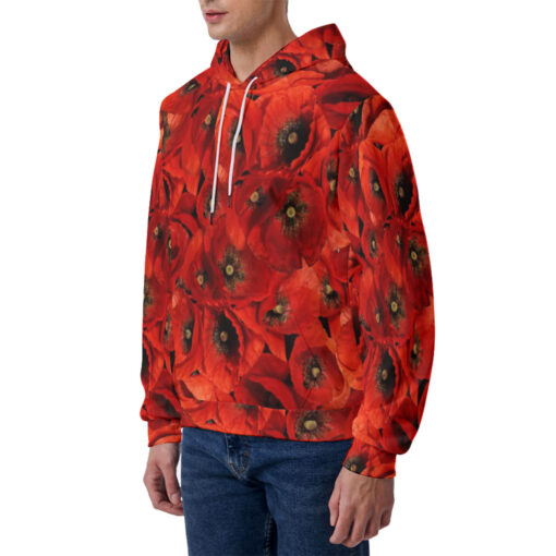 Red Poppies Flowers Men's Hoodie - Image 2