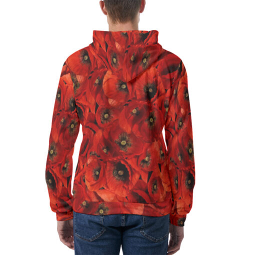 Red Poppies Flowers Men's Hoodie - Image 4