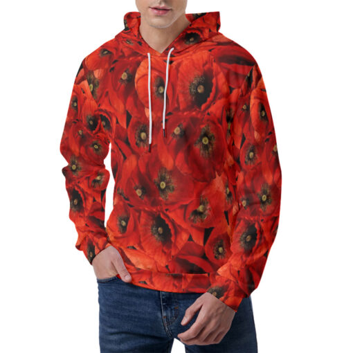 Red Poppies Flowers Men's Hoodie