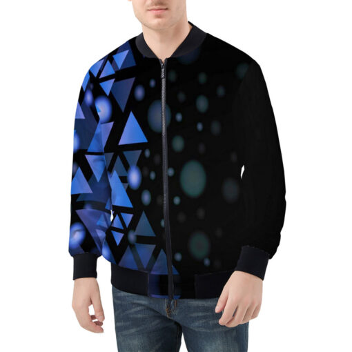 Blue Triangles Art Men's Bomber Jacket - Image 3