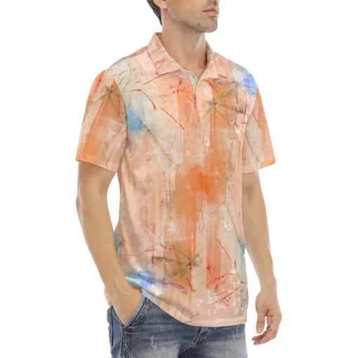 Modern Art Abstraction Velvet Polo Shirt - Image 3