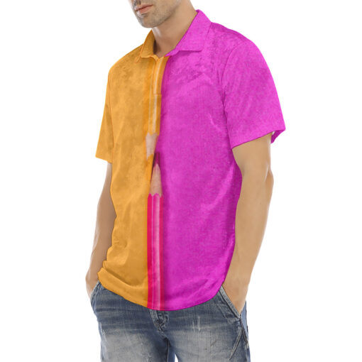 Dual Colors Pencils Velvet Polo Shirt