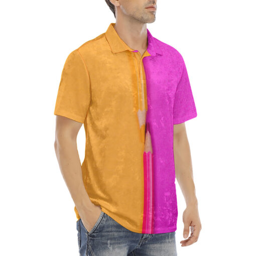 Dual Colors Pencils Velvet Polo Shirt - Image 3