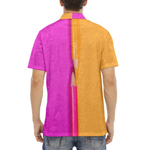 Dual Colors Pencils Velvet Polo Shirt - Image 4