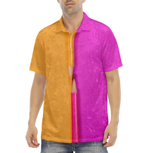 Dual Colors Pencils Velvet Polo Shirt - Image 2