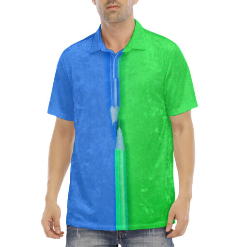 Dual Colors Pencils Velvet Polo Shirt - Image 2