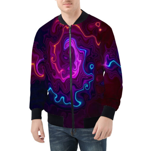 Neon Waves Men's Bomber Jacket - Image 3